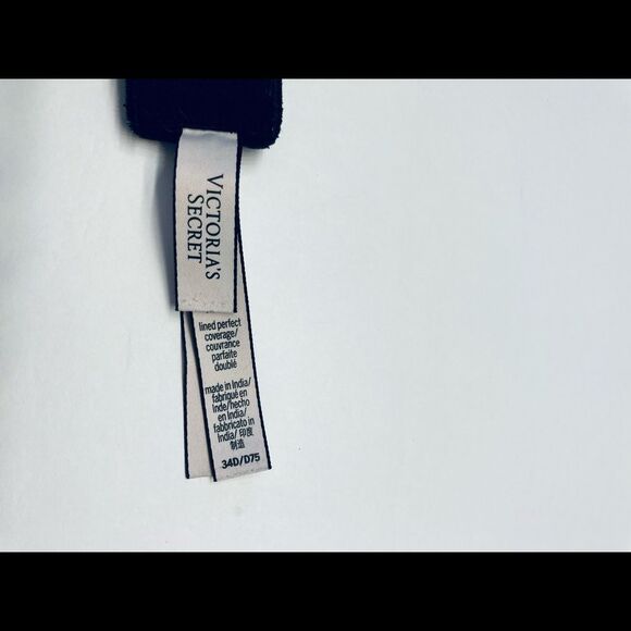 Victoria's Secret Lined Perfect Coverage Bra 34D  Black Logo Trim‎ - Picture 10 of 12